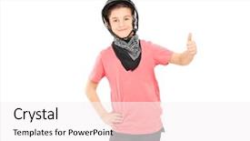  Presentation with bikers - Slide deck enhanced with wannabe - little boy with bikers helmet background and a  colored foreground