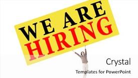  Presentation with hiring - Slide set having want ad - attractive young asian woman raising background and a white colored foreground