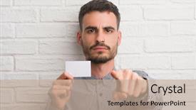  Presentation with brick wall - Amazing theme having want ad - young adult man over brick backdrop and a coral colored foreground