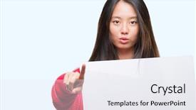  Presentation with asian - Theme featuring want ad - young asian woman holding banner background and a  colored foreground