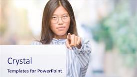  Presentation with asian foods - Cool new slides with want ad - young asian woman over isolated backdrop and a  colored foreground