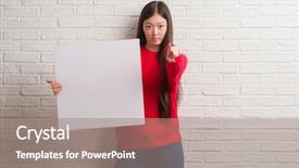  Presentation with brick wall - Colorful slides enhanced with want ad - young chinese woman over brick backdrop and a  colored foreground