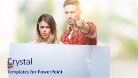  Presentation with together - Colorful theme enhanced with want ad - young couple together holding blank backdrop and a sky blue colored foreground