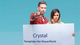  Presentation with together - PPT theme featuring want ad - young couple together holding blank background and a sky blue colored foreground