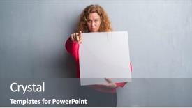  Presentation with grey - Theme enhanced with want ad - young redhead woman over grey background and a gray colored foreground