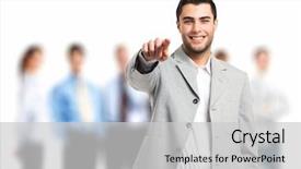  Presentation with ladies finger - Beautiful PPT theme featuring wanted - handsome man pointing his finger backdrop and a light gray colored foreground