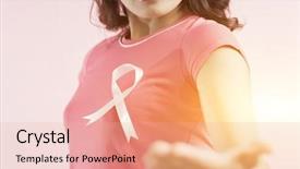  Presentation with pink ribbon breast awareness - Slide set featuring volunteer wanted - healthcare and medicine concept background and a coral colored foreground