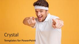  Presentation with athlete - Cool new theme with wanted - portrait of playful young man backdrop and a yellow colored foreground