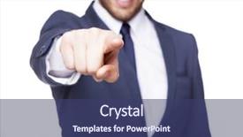  Presentation with finger - Slide deck enhanced with wanted - smiling business man pointing background and a ocean colored foreground