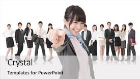  Presentation with asian - Slide set with wanted - we want you asian business background and a light gray colored foreground