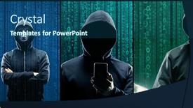  Presentation with malware - Presentation theme with wanted-hacker-is-coding-virus background and a ocean colored foreground