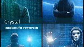  Presentation with ransomware - PPT theme enhanced with wanted-hacker-is-coding-virus background and a  colored foreground