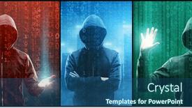  Presentation with ransomware - PPT theme consisting of wanted-hacker-is-coding-virus background and a ocean colored foreground