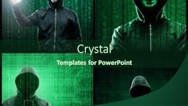  Presentation with ransomware - Presentation theme consisting of wanted-hacker-is-coding-virus background and a forest green colored foreground