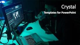  Presentation with cyber attack - PPT theme enhanced with wanted hackers coding virus ransomware background and a black colored foreground
