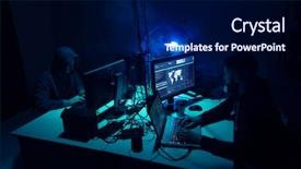  Presentation with cyber attack - Amazing slide set having wanted hackers coding virus ransomware backdrop and a navy blue colored foreground