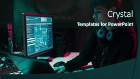  Presentation with cyber attack - Audience pleasing PPT theme consisting of wanted-hackers-coding-virus-ransomware backdrop and a wine colored foreground