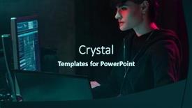  Presentation with cyber attack - Slide set with wanted-hackers-coding-virus-ransomware background and a wine colored foreground