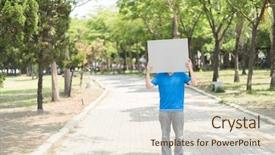  Presentation with blank - Slide deck having wanted poster - asian young man hold background and a lemonade colored foreground