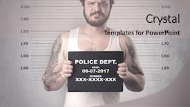  Presentation with gangster - Audience pleasing presentation theme consisting of wanted poster - caught gangster in jail backdrop and a mint green colored foreground