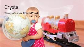  Presentation with red globe - Slides consisting of wants trip on red toy background and a lemonade colored foreground