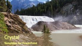  Presentation with british columbia canada - PPT theme featuring wapta falls in yoho national park in british columbia canada background and a coral colored foreground
