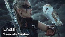  Presentation with sword - Theme enhanced with war - beautiful white owl viking blonde background and a wine colored foreground