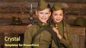  Presentation with old couple - Amazing PPT theme having couple children in the old backdrop and a tawny brown colored foreground