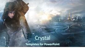  Presentation with destroyed city - Amazing slide deck having war - future woman concept black latex backdrop and a ocean colored foreground