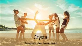  Presentation with sunset beach - Cool new presentation theme with war - happiness friends funny game backdrop and a yellow colored foreground