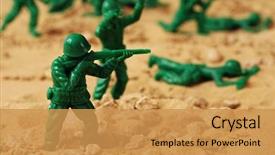  Presentation with battle - Beautiful PPT theme featuring war - miniature toy soldiers in desert backdrop and a gold colored foreground