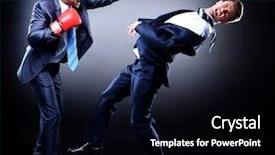  Presentation with boxing - PPT layouts with war - two young businessman boxing againts background and a black colored foreground