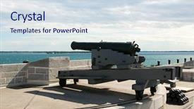  Presentation with war - Audience pleasing PPT theme consisting of war 1812 - fort henry national historic site backdrop and a sky blue colored foreground