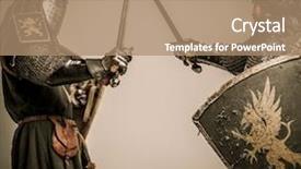  Presentation with knight - Slides featuring war background - fight between two medieval knight background and a coral colored foreground