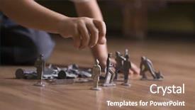  Presentation with child soldiers - Beautiful PPT theme featuring close-up portrait of an adult man with a red beard and mustache and long blonde hair leaning on a stick backdrop and a tawny brown colored foreground