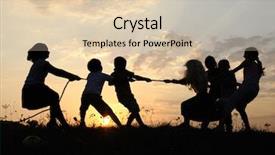  Presentation with children silhouette - Cool new PPT layouts with war child - silhouette group of happy children backdrop and a lemonade colored foreground