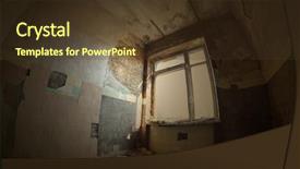  Presentation with decay - Audience pleasing PPT theme consisting of war crisis - urban decay kiev ukraine backdrop and a tawny brown colored foreground