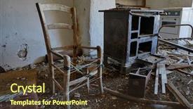  Presentation with war - Audience pleasing theme consisting of war ehouse - remains of an abandoned house backdrop and a tawny brown colored foreground