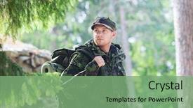  Presentation with war - Amazing presentation theme having war hiking army and people backdrop and a seafoam green colored foreground