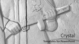  Presentation with weapon - Audience pleasing presentation consisting of war memeorial focus point backdrop and a light gray colored foreground