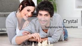  Presentation with siblings playing chess - Cool new theme with war minds - couple laying on floor playing backdrop and a light gray colored foreground