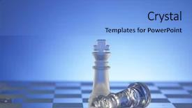  Presentation with chess board - Slide set with war minds - glass chess piece king background and a light blue colored foreground