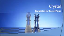  Presentation with chess board - Colorful PPT layouts enhanced with war minds - glass chess piece king backdrop and a cobalt blue colored foreground