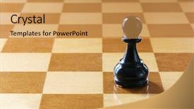 Presentation with chess board - PPT layouts featuring war minds - single black pawn on chess background and a yellow colored foreground