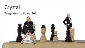  Presentation with chessboard - Amazing presentation theme having war minds - two women on giant chessboard backdrop and a white colored foreground
