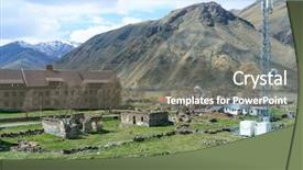  Presentation with landon the mountain road - Audience pleasing presentation theme consisting of war mountains of the greater backdrop and a gray colored foreground