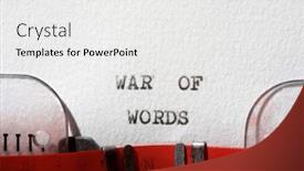  Presentation with war - Presentation design featuring war-of-words-text-written background and a white colored foreground