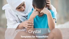  Presentation with eastern - Theme with war palestine - arabic muslim middle eastern people background and a coral colored foreground