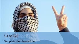  Presentation with arabic - Slide set enhanced with war palestine - arabic palestinian man background and a light blue colored foreground