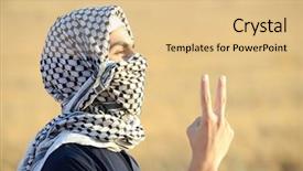  Presentation with cosmetics arabic - Presentation design with war palestine - arabic palestinian man background and a lemonade colored foreground